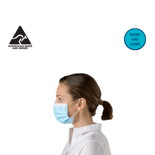 Australian Made level 3 Surgical Face Masks with Short Ear Loops