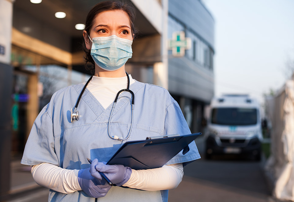 Nurse with Surgical Mask On 